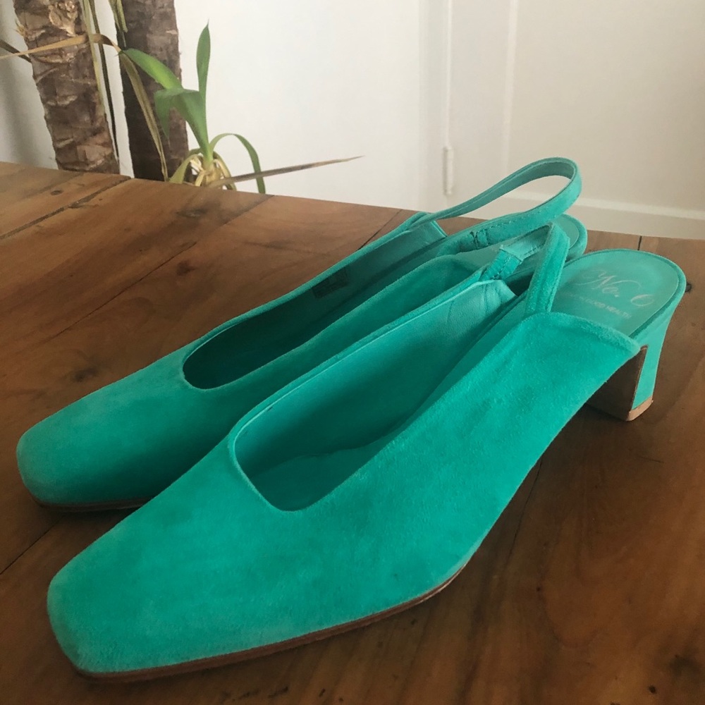 No. 6 Dora Suede Slingback Pumps teal turquoise 8